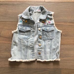 Light Jean rhinestone Vest